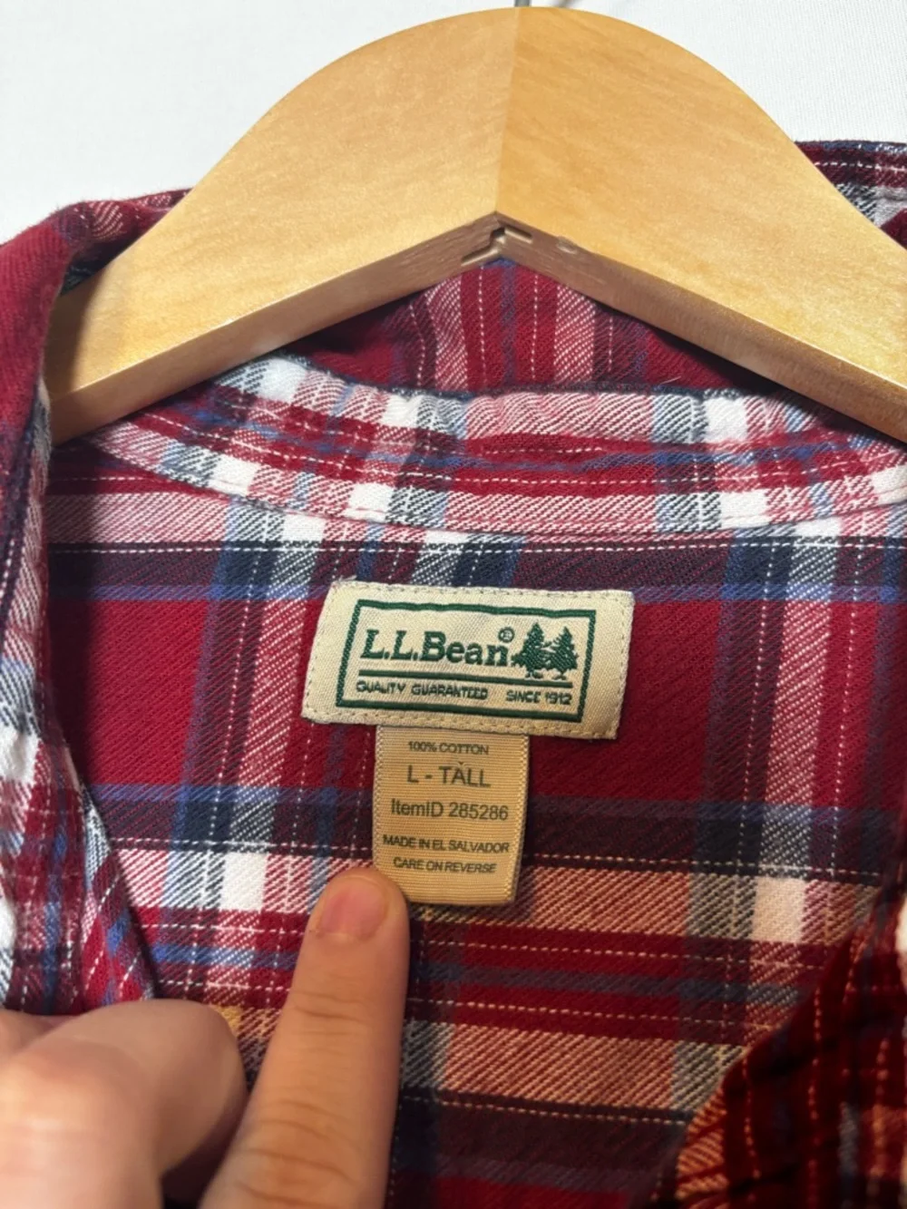 Vintage LL Bean Red Plaid Men’s Button-Up Shirt Size Large Tall